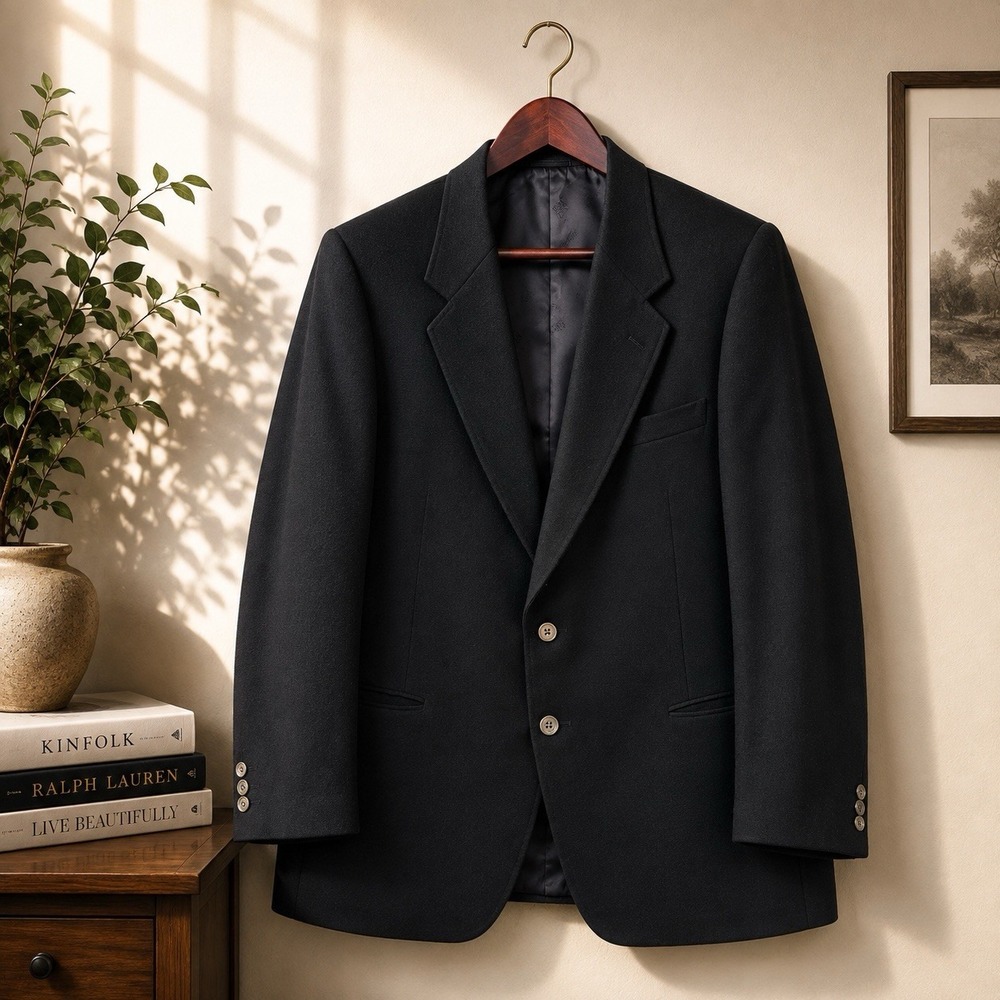 Vintage Givenchy Blazer Men's 42R Black 100% Cashmere Dorman Winthrop 2 Button